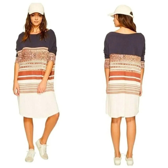 FREE PEOPLE Steppin' Out Tunic Dress in Neutral Combo - Picture 3 of 7